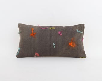 Boho Kelim Kissenbezug: 20x40 cm aus türkischer Wolle