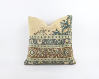 Vintage Wool Kilim Pillow Cover, 20x20 Textured Boho Cushion Case