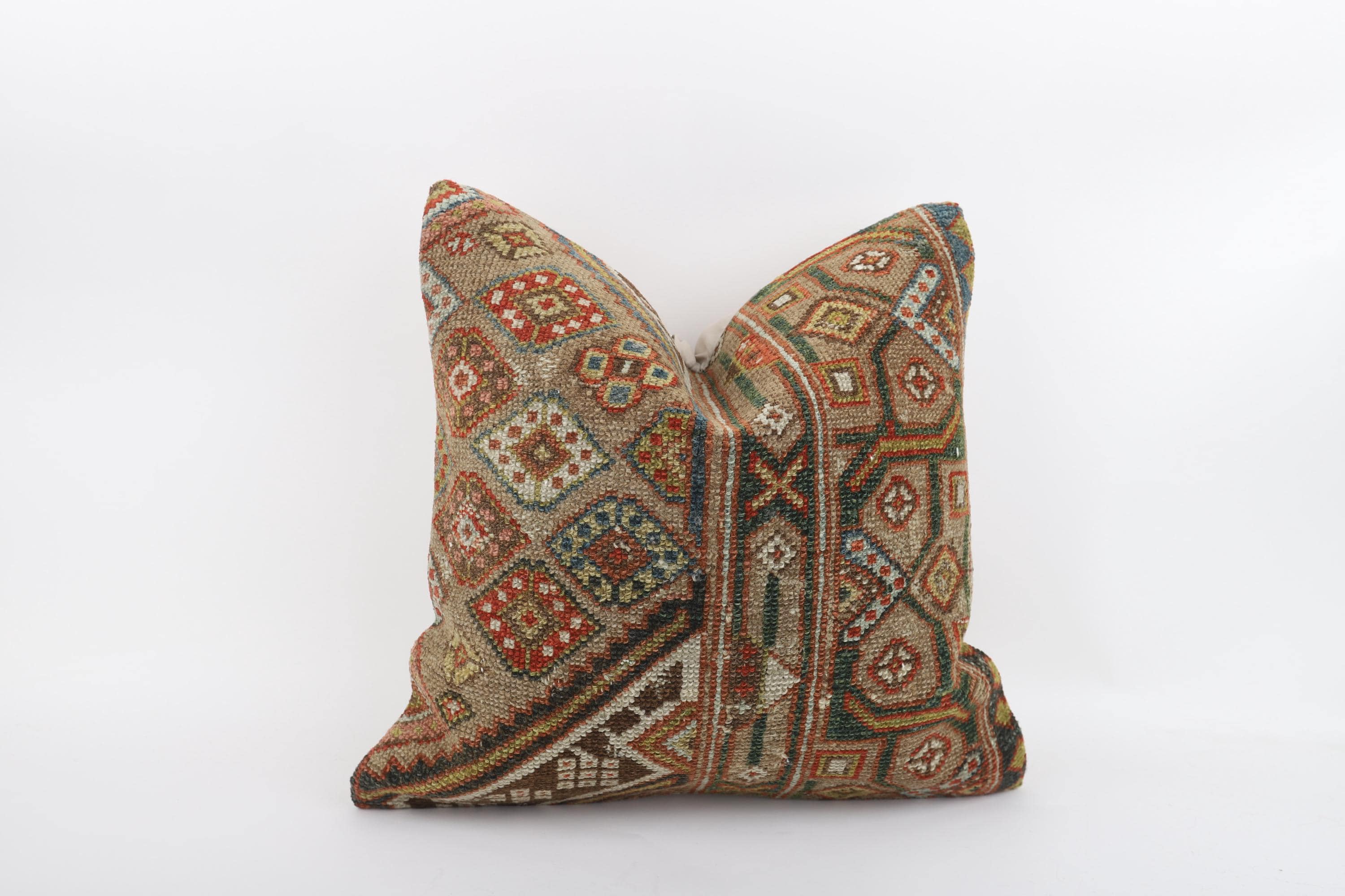 ヴィンテージトルコキリム枕カバー：ボヘミアン織りウールランバー