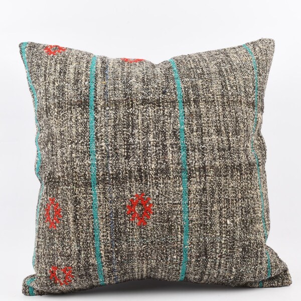 Home Decor, 24x24 Sham Cover, Turkish Kilim Pillow, Sofa Throw Pillow, Handwoven Kilim Lumbar, Tribal Sofa Pillow, Kilim Cushion Cover