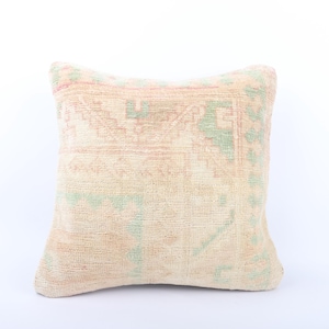 18x18 Turkish Kilim Pillow, Bohemian Kilim Pillow, Sofa Accent Pillow, Ethnic Fabric, Tribal Carpet Pillow, Boho Lumbar Pillow, Home Decor
