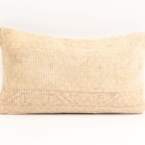 Embroidered Kilim Pillow, 12x20 Turkish Kilim Pillow, Home Decor, Organic Accent Pillow, Boho Lumbar Pillow, Tribal Couch Pillow, Beeding