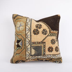 Vintage Kilim Pillow, 18x18 Pillow Case, Handmade Kilim Lumbar, Ethnic Pillow, Decorative Throw Pillow, Sofa Pillow Cover, Cushion Cover