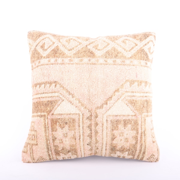 Vintage Kilim Pillow 18x18 Bohemian Kilim Pillow, Turkish Kilim Pillow, Boho Carpet Pillow, Anatolian Sofa Textured Pillow, Home Decor