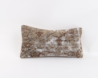 Ethnic Kilim Pillow, 8x16 Turkish Kilim Pillow, Bohemian Kilim Pillow, Anatolian Pillow Cover, Decorative Throw Pillow, Sofa Accent Pillow