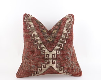 ヴィンテージトルコキリム枕カバー：ボヘミアン織りウールランバー
