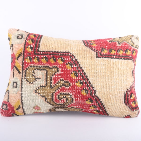 Vintage Kilim Pillow, 16x24 Pillow Cover, Turkish Kilim Pillow, Sofa Throw Pillow, Organic Carpet Pillow, Home Decor, Turkey Pillow