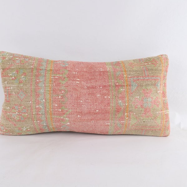 Kilim Pillow, 12x24 Handwoven Turkish Kilim Pillow, Decorative Throw Pillow, Outdoor Pillow, Cushion Cover, Ethnic Kilim Pillow, Home Decor
