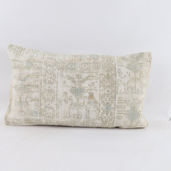 12x20 Carpet Pillow, Handwoven Turkish Kilim Pillow, Sofa Throw Pillow, Cushion Cover, Boho Kilim Lumbar, Home Decor, Turkey Pillow