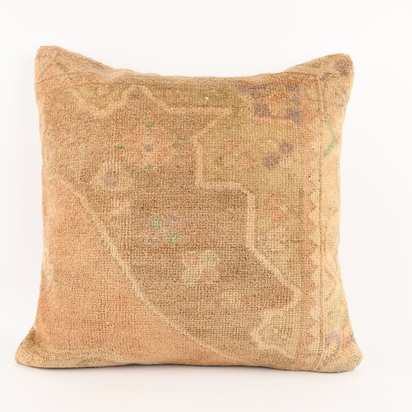 Bohemian Kilim Pillow, 24x24 Sham Cover, Decorative Turkish Kilim Pillow, Vintage Kilim Pillow, Boho Anatolian Carpet Pillow, Home Decor