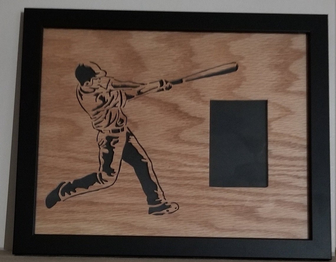 Baseball Player Wall Art Scroll Saw CutOut w/space for a Etsy