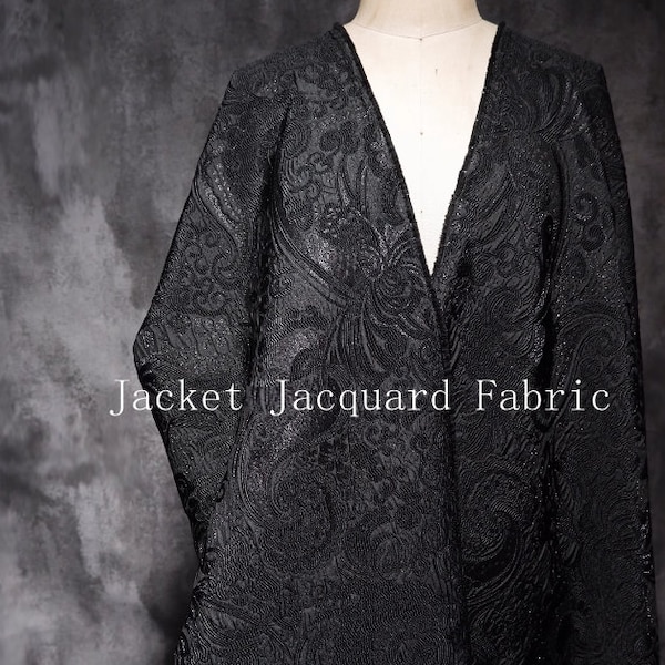 Black color jacquard fabric, fashion jacquard fabric, jacket jacquard fabric, by the yard