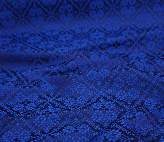 Black Color Brocade Fabric With Black Dragons Jacquard Fabric