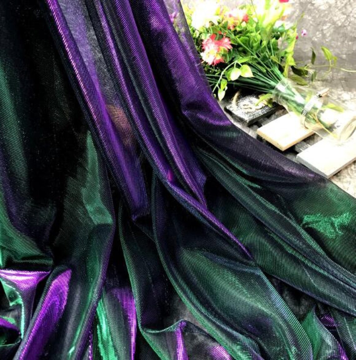 Purple Green Color Fabric Gradient Mesh Fabric Shiny Fabric - Etsy