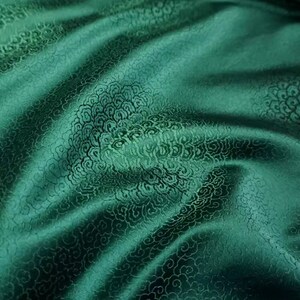 Dark green color brocade fabric, jacquard fabric, by the yard