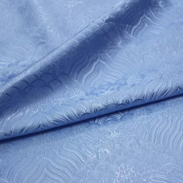 3 Color Blue/light blue/gold yellow color brocade fabric , jacquard fabric, cosplay dress fabric