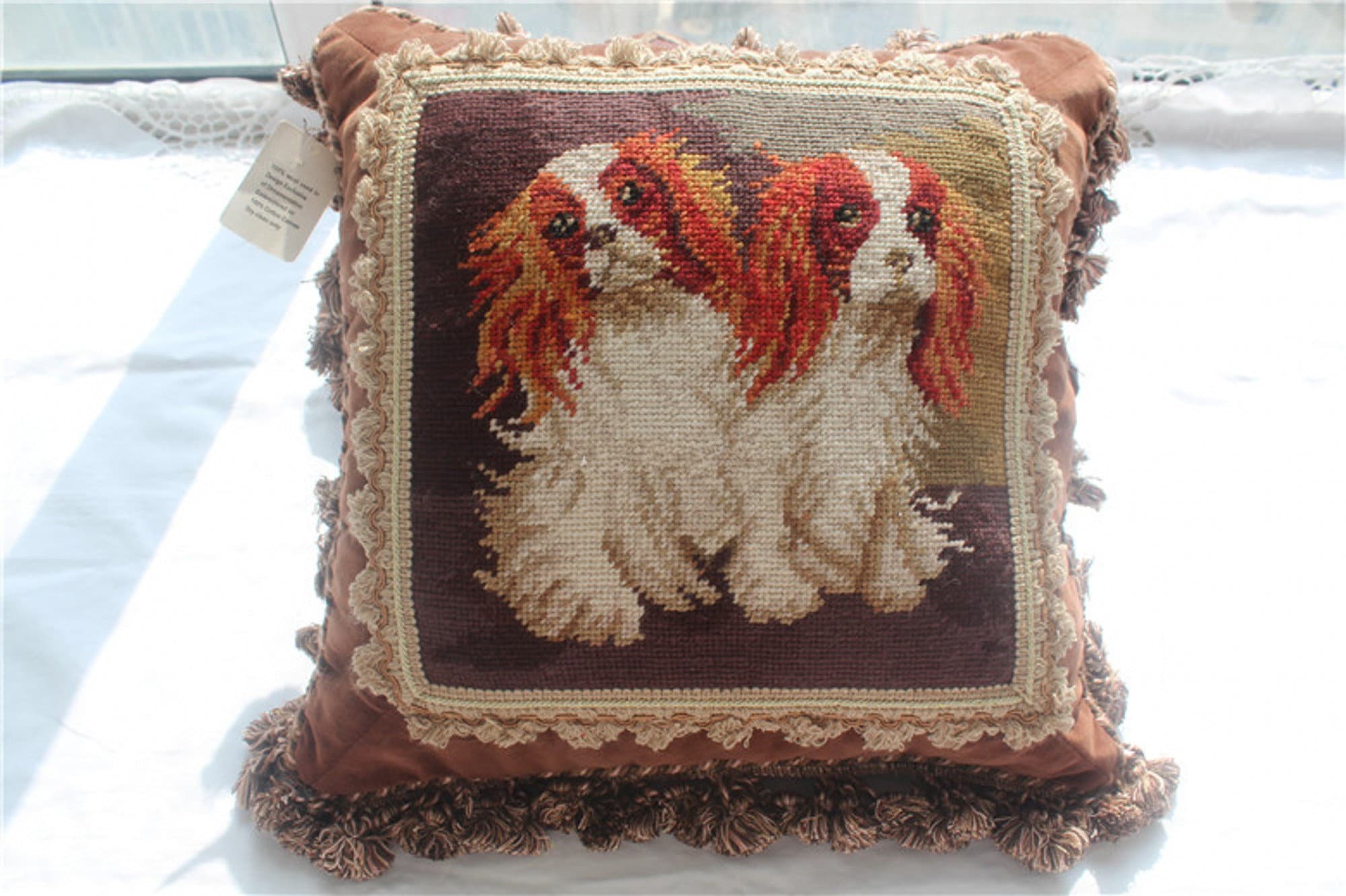 Wool Needlepoint Dog Pillow Handmade Shih Tzu Throw Pillow | Etsy