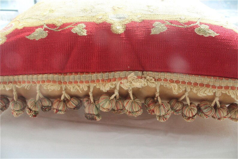 Floral Red Needlepoint Pillow Euro Shams Silk Lumbar Pillow Etsy