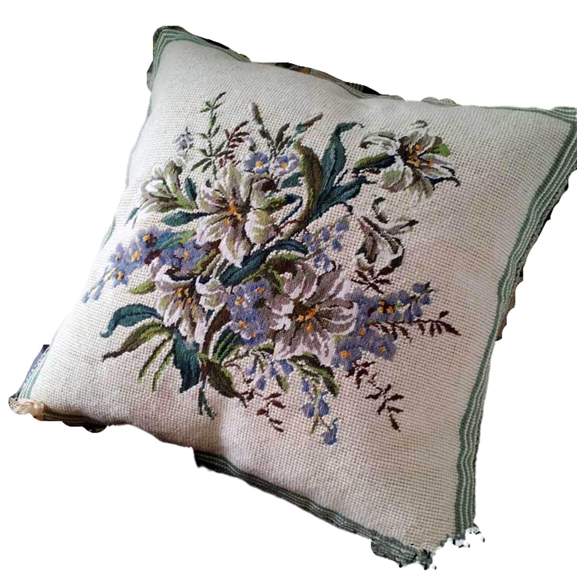 100 Wool Tapestry Needlepoint Kits Pillow Flower Aubusson Etsy Canada