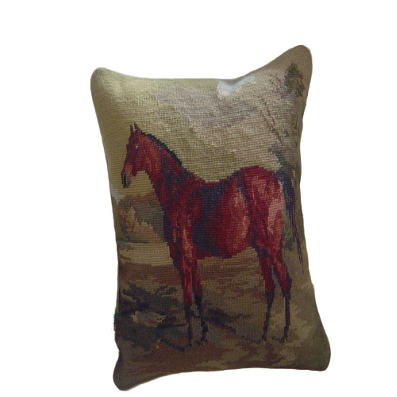 Vintage Farmhouse Pillow Case Animal Needlepoint Pillow 16x16 Etsy