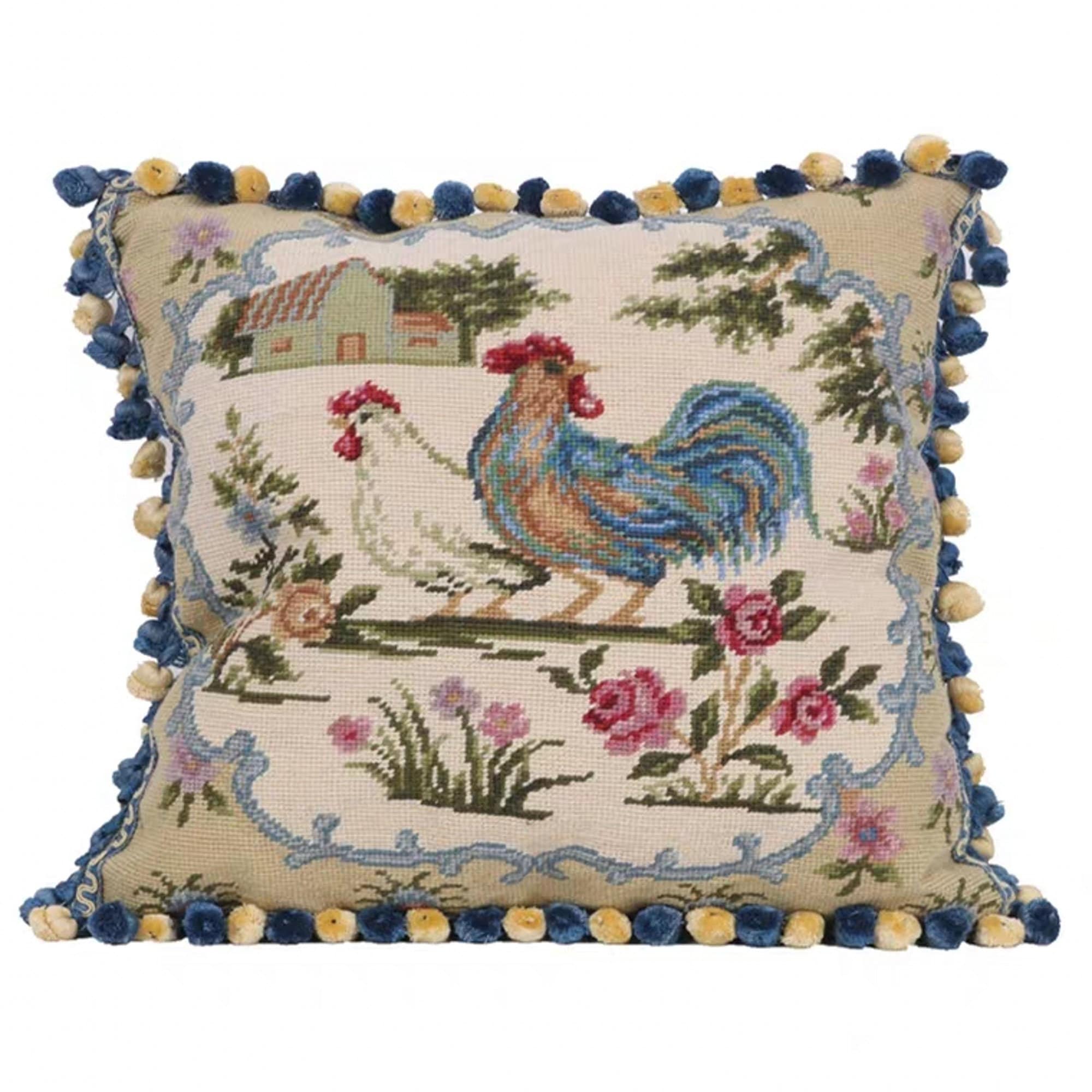 12x18 Throw Pillow Rooster Needlepoint Pillow Cover Shabby Etsy