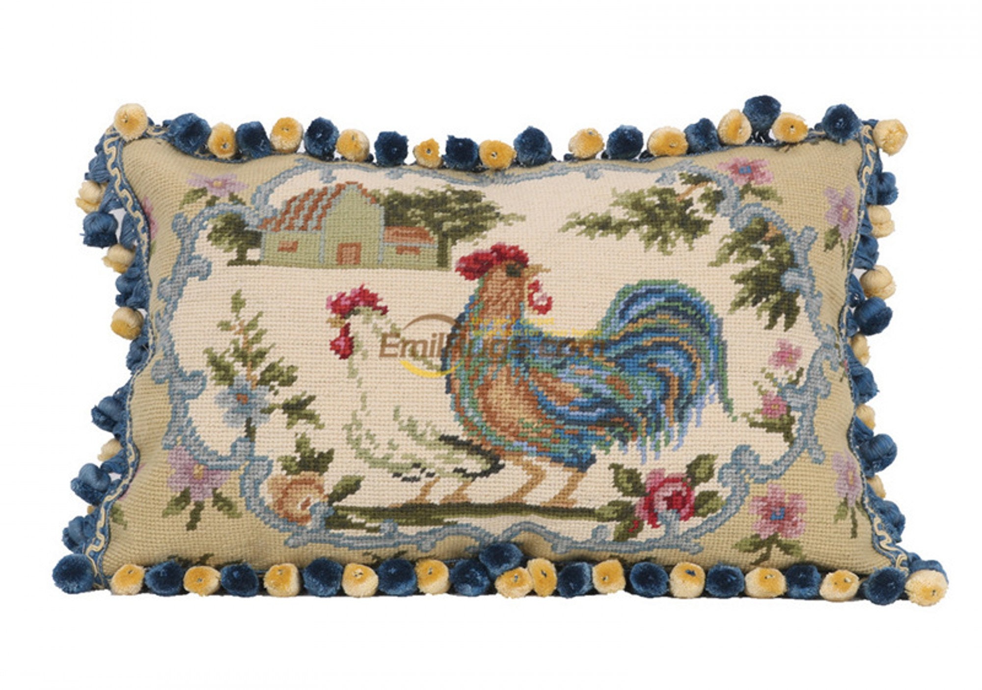 12x18 Throw Pillow Rooster Needlepoint Pillow Cover Shabby Etsy