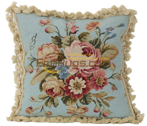 floral needlepoint pillows