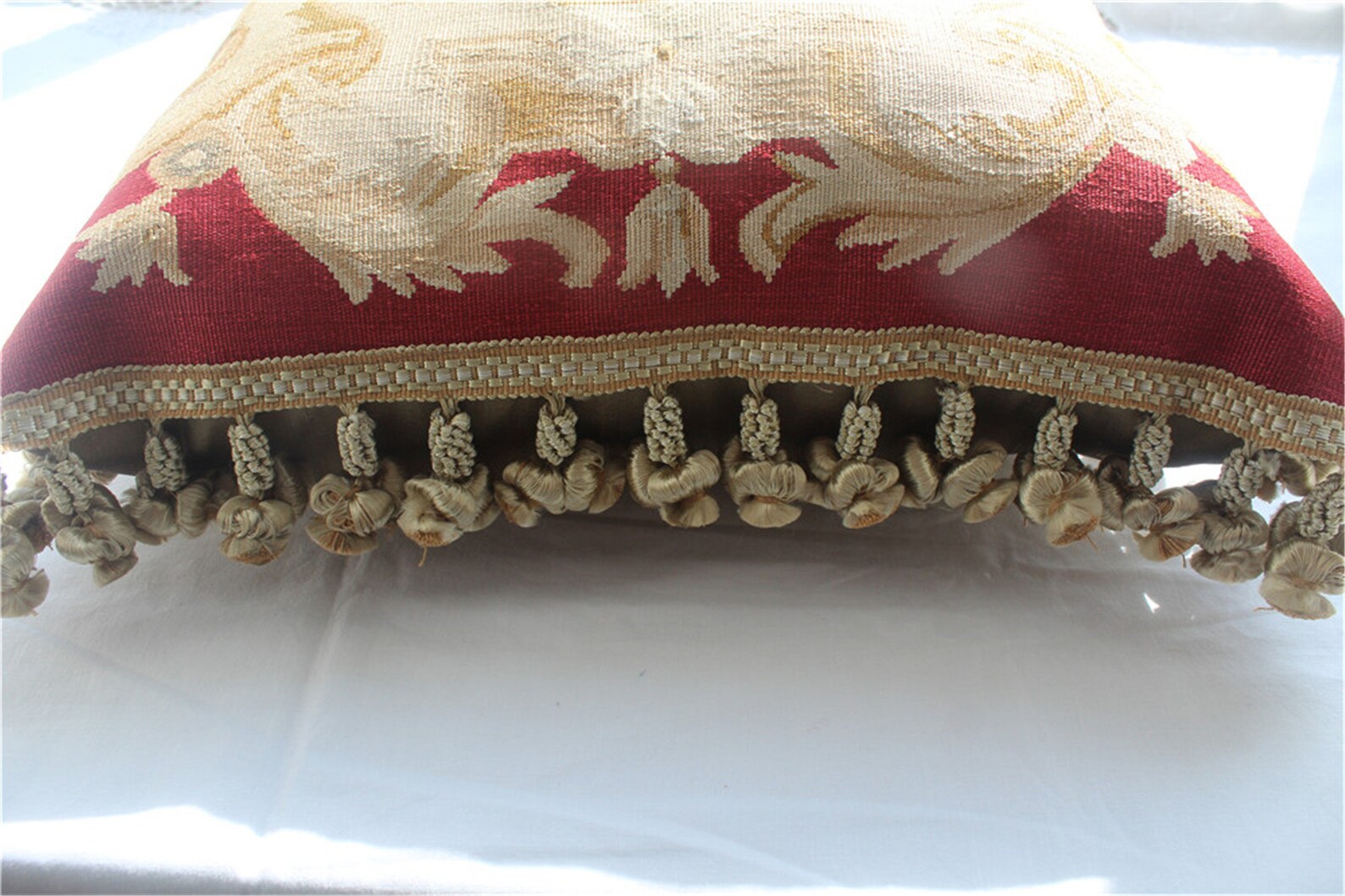 Vintage Red Needlepoint Pillow Euro Shams Silk Decorative Etsy