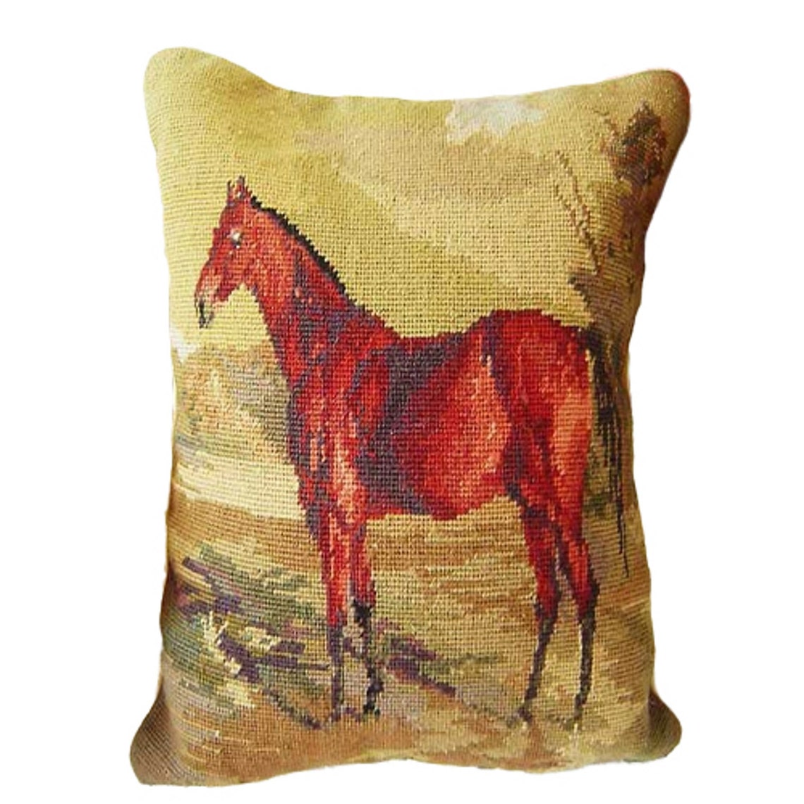 Vintage Farmhouse Pillow Case Animal Needlepoint Pillow 16x16 Etsy