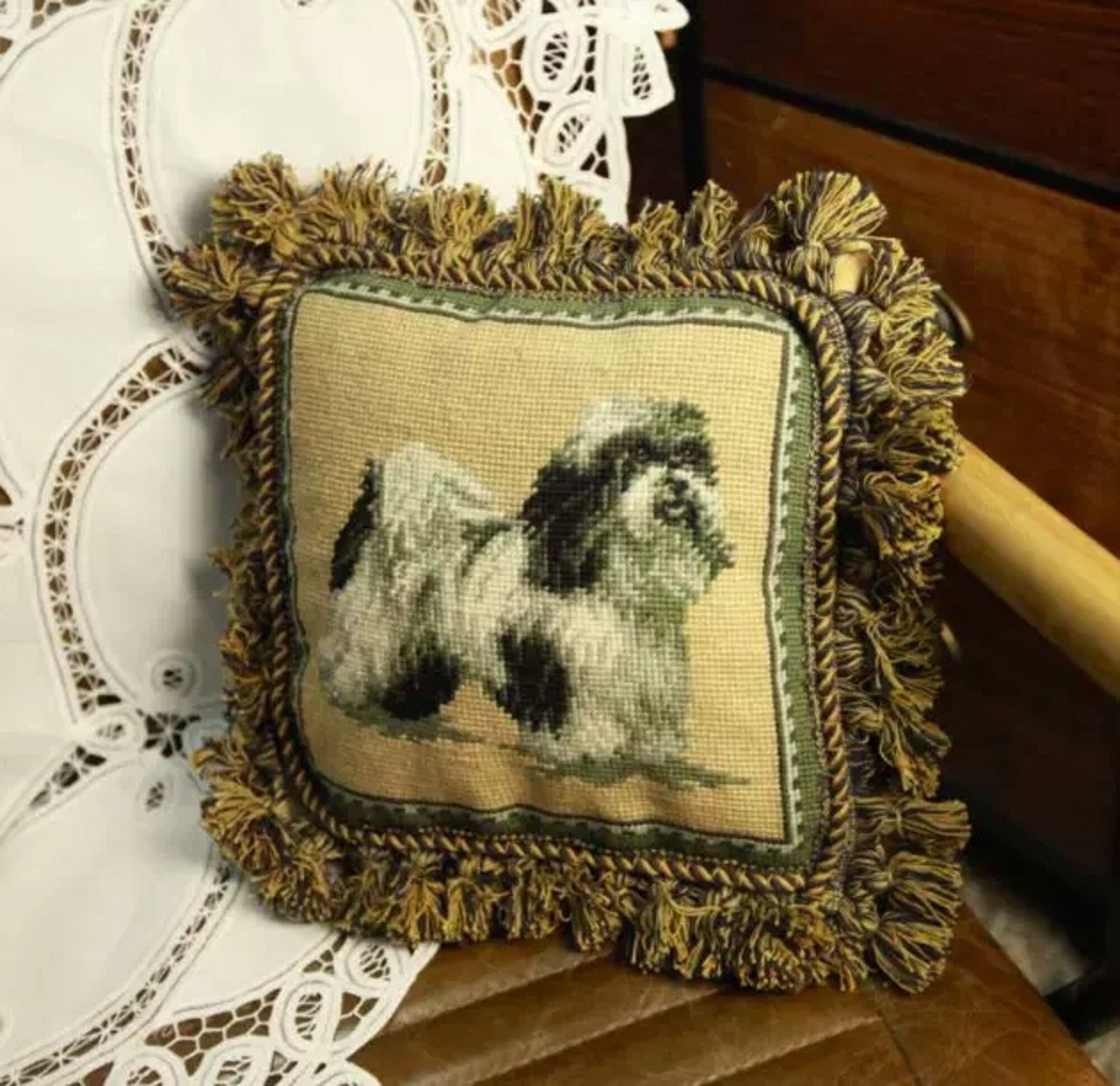 Shih Tzu Grooming Pillow Wool Embroidery Needlepoint Kits Etsy