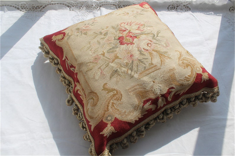 Vintage Red Needlepoint Pillow Euro Shams Silk Decorative Etsy