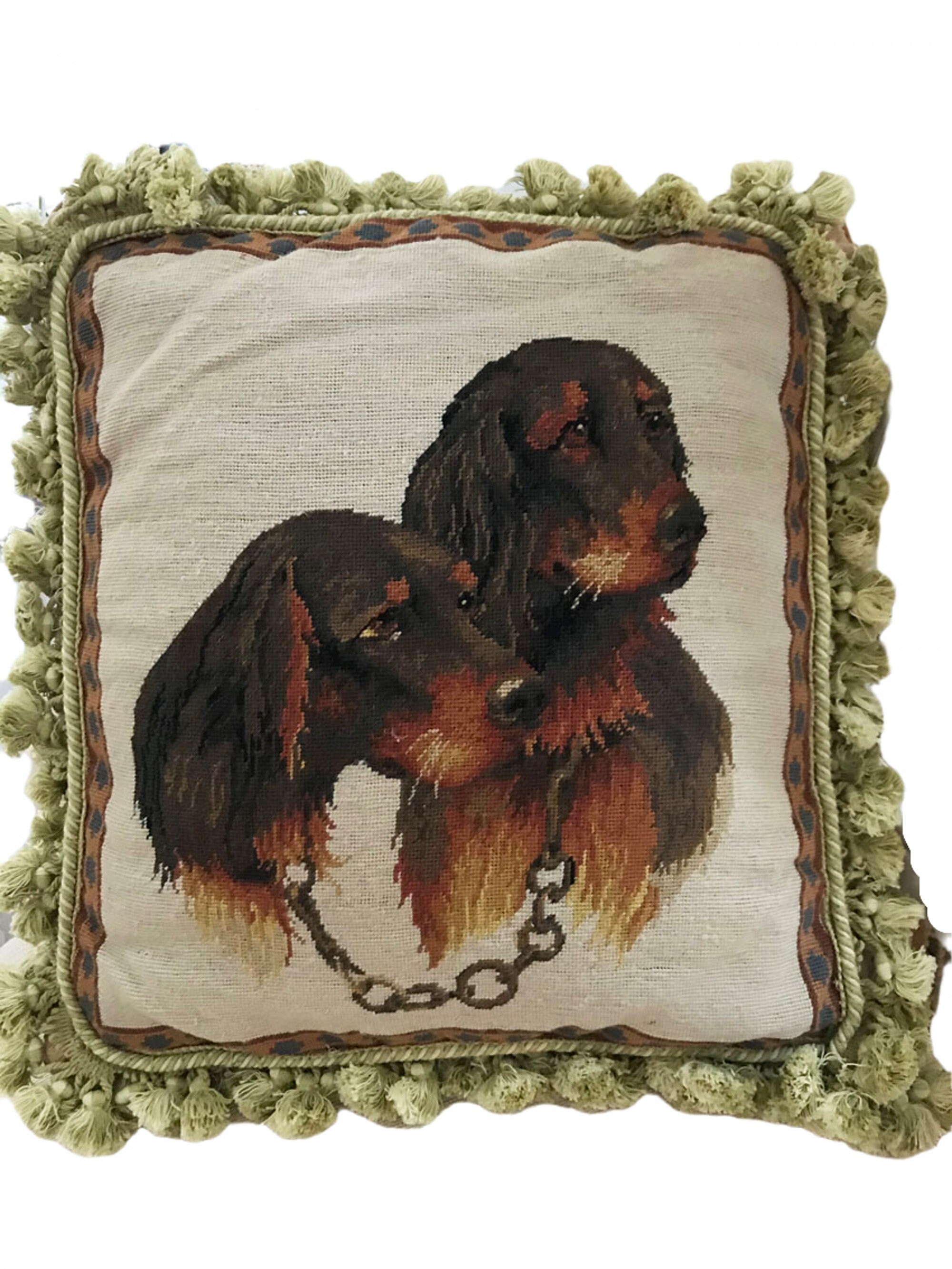 Victorian Needlepoint Dog Pillow Pet Farmhouse Throw Pillow Etsy
