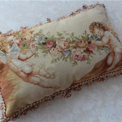 Victorian Needlepoint Angel Pillow Vintage Bench Cushion Wool Etsy UK