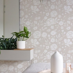 Neutral Floral Wallpaper. Moroccan Color Wallpaper. Peel and Stick Wallpaper. Removable. Multiple colors available. 25 Inch. *