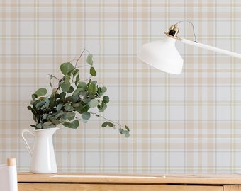 Vintage Pastel Plaid Wallpaper. Peel + Stick Wallpaper and Traditional Options. Multiple Colours. Plaid. 25 inch repeat. *