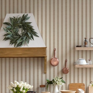 Striped Fabric Wallpaper. Peel + Stick Wallpaper and Traditional Options. Multiple Colours. *