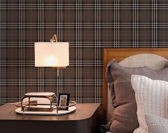 Dark Tartan Plaid Wallpaper. Peel + Stick Wallpaper and Traditional Options. Multiple Colours. Plaid. Vintage Home Decor. 25 inch repeat. *