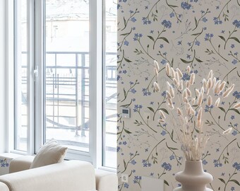 Nursery Wildflower Floral Wallpaper. Color: Original. Peel and Stick or Traditional Wallpaper Options. Nursery Floral. 50 Inch. *