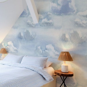 Clouds and Sky Wallpaper. Removable Peel + Stick and Traditional Wallpaper. Multiple Colors Available. Original Color. 50" Repeat. *