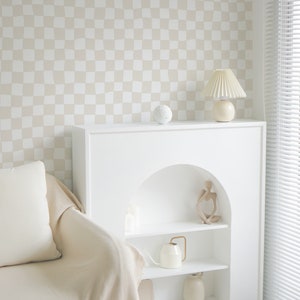 Funky Checkered Wallpaper - Ecru. Removable Peel + Stick and Traditional Wallpaper Options. Multiple Colors Available. Modern. Chic. *