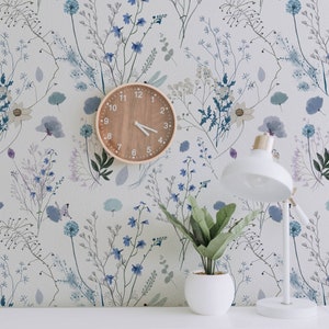 Flora and Dragonfly Wallpaper. Peel and Stick Wallpaper AND Traditional Pasted. Accent Wall. *