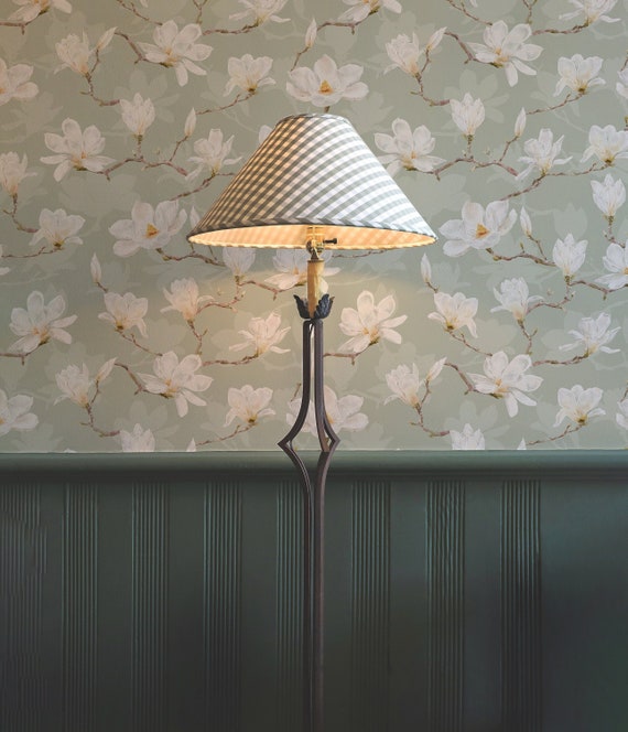 White Magnolia Wallpaper. Neutral Colours. Peel and Stick and Traditional Wallpaper Options. Removable. Accent Wall. Green Backing. *