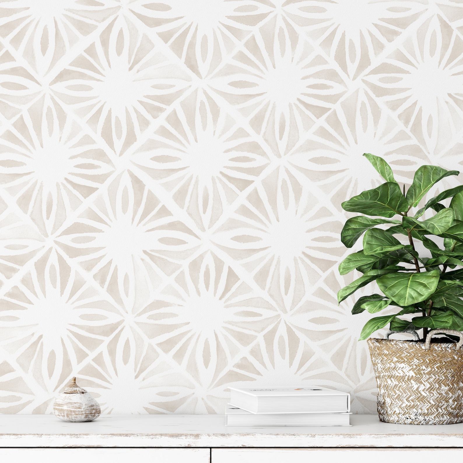 Moroccan Wallpaper. Linen Color. Moroccan Tile. Peel and Stick Etsy