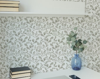 Minimal Floral Wallpaper. Wallpaper. Peel and Stick Wallpaper. Removable. Multiple colours available. 12.5 Inch. *