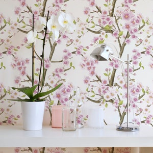 Sakura Floral Wallpaper. Removable Peel + Stick and Traditional Wallpaper Options.  Multiple Colors Available. 25 Inch. *