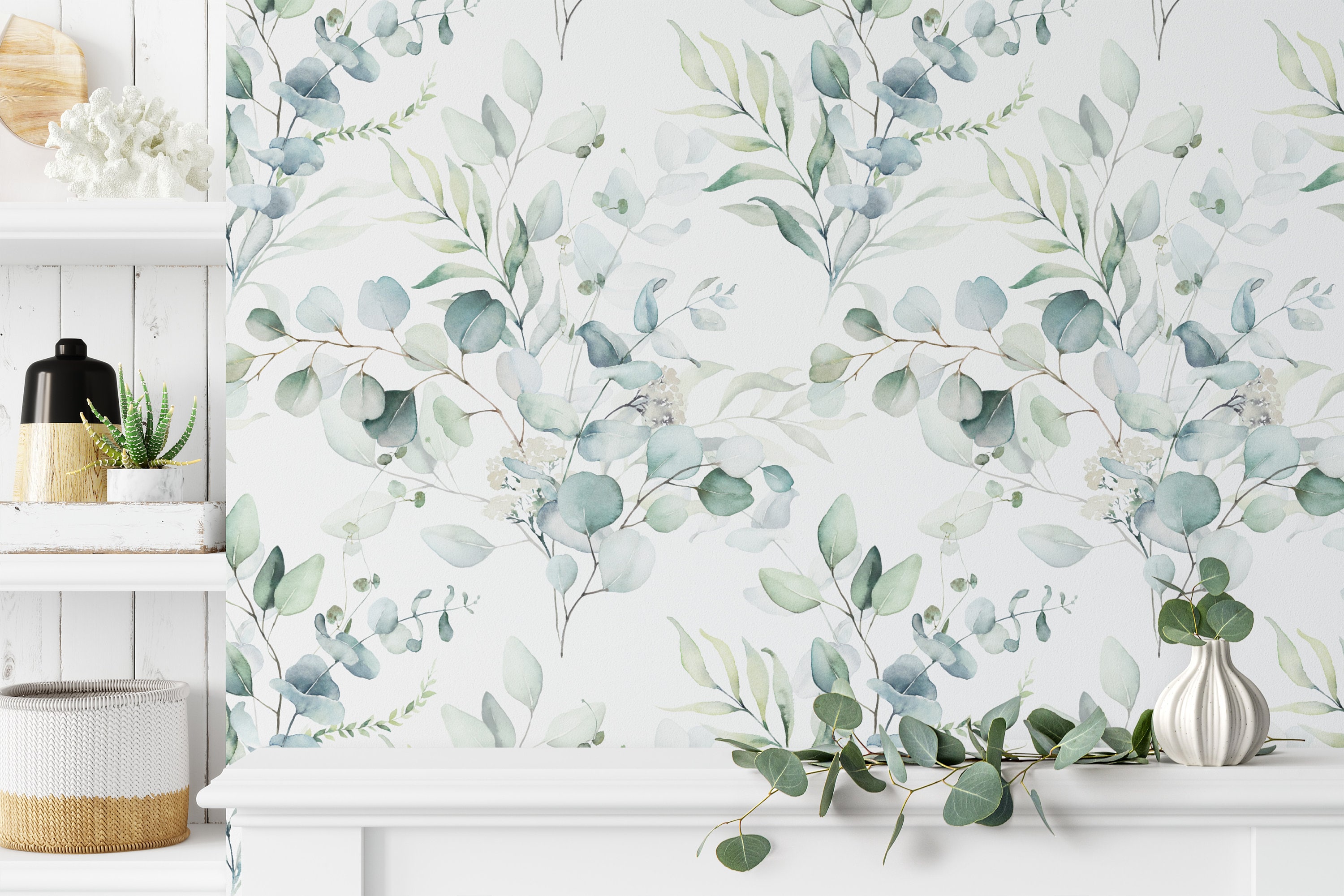 Watercolor Floral Wallpaper. Color Original. Peel and Stick Etsy