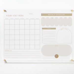 Acrylic Wall Calendar 2024 - Personalized Dry Erase Board - Calendar with Side Notes -  Monthly and Weekly Calendar - Goals Planner