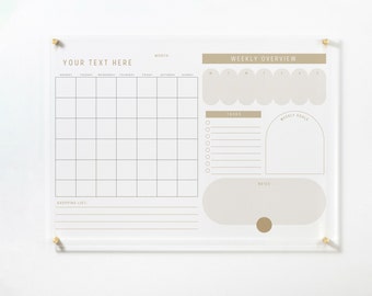 Acrylic Wall Calendar 2024 - Personalized Dry Erase Board - Calendar with Side Notes -  Monthly and Weekly Calendar - Goals Planner