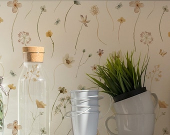 Delicate Spring Floral Wallpaper. Spring Colors. Nursery. Peel and Stick and Traditional Wallpaper Options. Removable. Accent Wall. 12.inch*