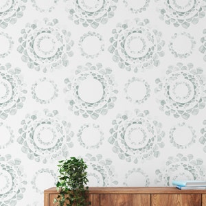 Sage Cyanotype Medallion Wallpaper. Peel and Stick Wallpaper. Removable. Accent Wall. Multiple color options available. *